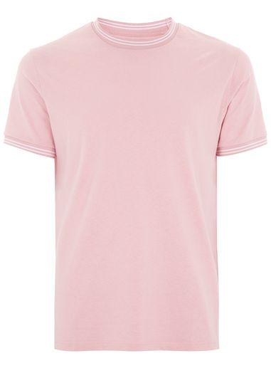 Topman Mens Pink Muscle Fit Ringer T-shirt