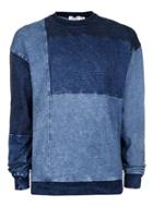 Topman Mens Blue Denim Panelled Sweatshirt