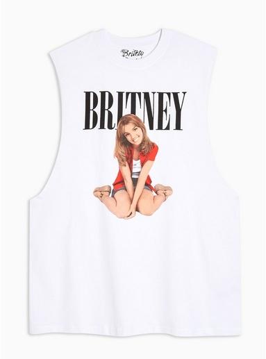 Topman Mens White 'britney Spears' Tank