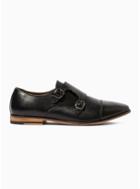 Topman Mens Black Leather 'matta' Monk Shoes