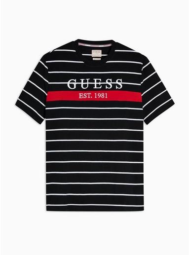 Guess Jeans Mens Guess Black Theo Stripe T-shirt