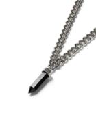 Topman Mens Silver Look And Black Shard Pendant Necklace*