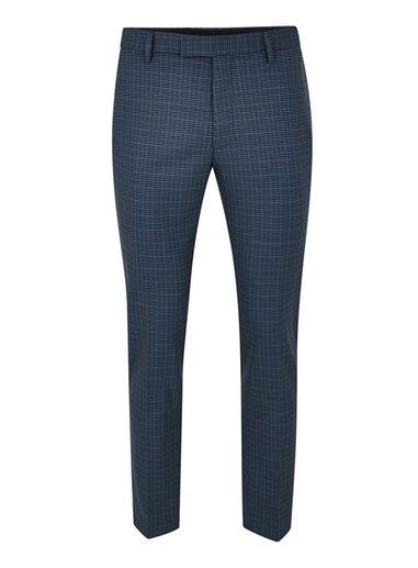 Topman Mens Blue Mini Check Skinny Suit Trousers