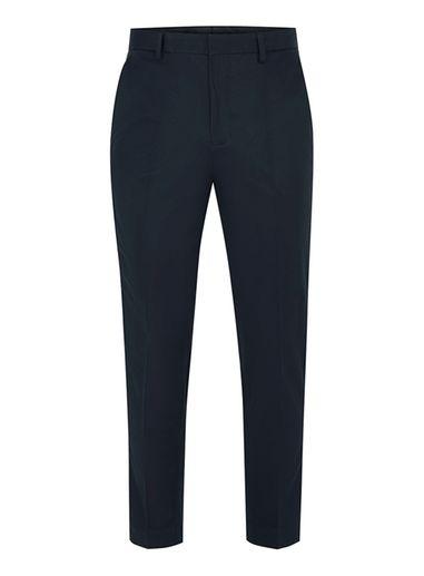 Topman Mens Navy Skinny Cropped Smart Pants With White Side Stripe
