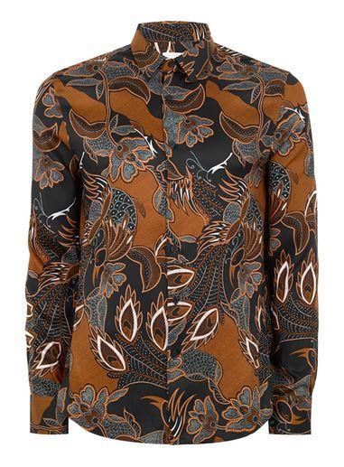 Topman Mens Navy Premium Print Shirt