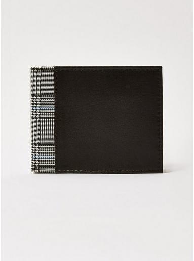 Topman Mens Black Check Side Bi-fold Wallet