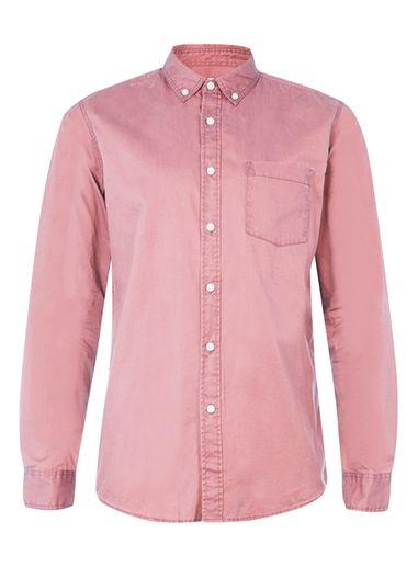 Topman Mens Washed Pink Twill Casual Shirt