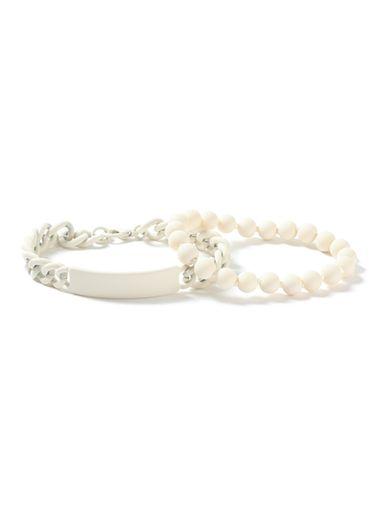 Topman Mens Cream Rubberised Bracelet Pack*
