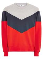 Topman Mens Multi Red Chevron Panel Sweatshirt