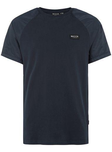 Topman Mens Nicce Navy Tech Sleeve T-shirt