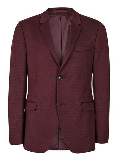 Topman Mens Red Burgundy Marl Jersey Skinny Fit Blazer