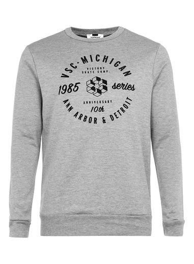 Topman Mens Grey Michigan Print Sweatshirt