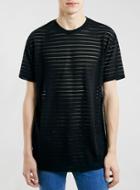Topman Mens Black Sheer Stripe Skater T-shirt