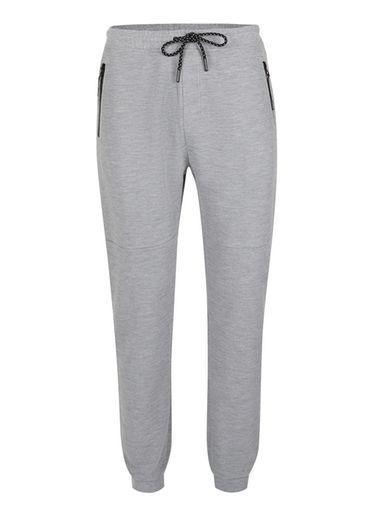 Topman Mens Grey Panelled Pique Textured Joggers