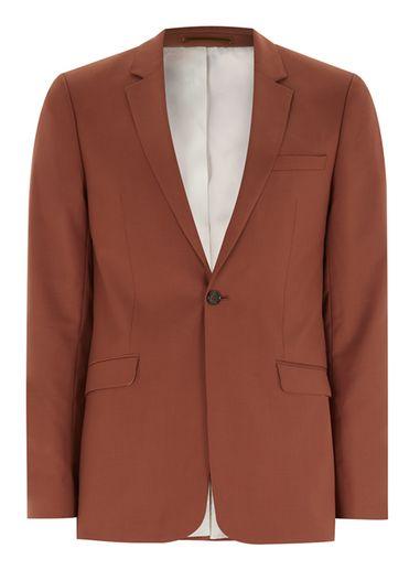 Topman Mens Orange Tobacco Skinny Fit Suit Jacket