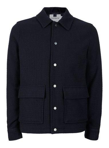 Topman Mens Blue Navy Waffle Textured Coach Jacket