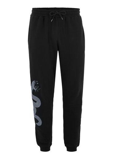 Topman Mens Black Snake Emboidery Joggers