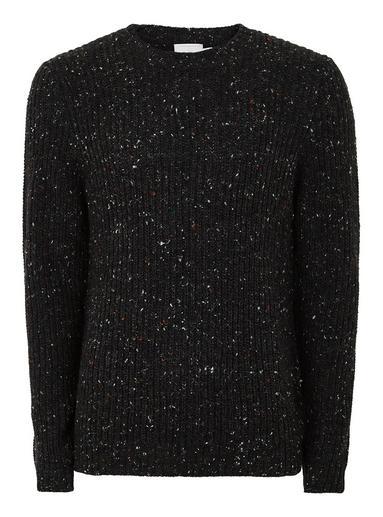 Topman Mens Grey Premium Charcoal Gray Fisherman Sweater