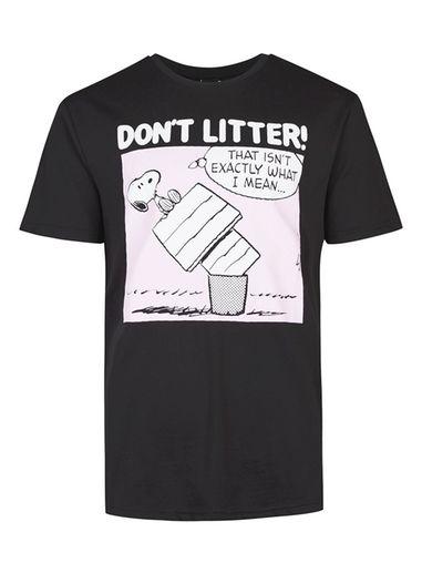 Topman Mens Black Snoopy Print T-shirt