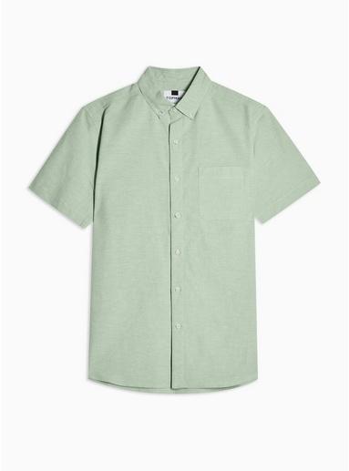 Topman Mens Khaki Wash Stretch Skinny Oxford Shirt