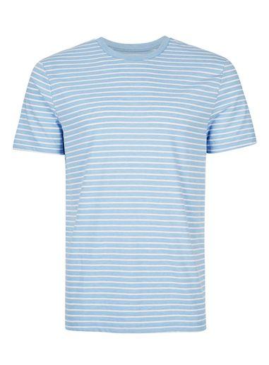 Topman Mens Blue Stripe Slim Fit T-shirt