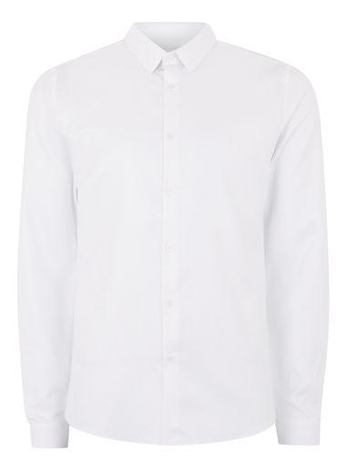 Topman Mens White Textured Egyptian Cotton Shirt