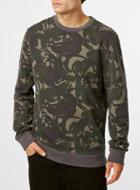 Topman Mens Green Khaki Camouflage Sweatshirt