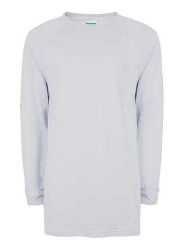 Topman Mens Light Blue Raglan Longline Long Sleeve T-shirt