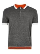 Topman Mens Mid Grey Salt And Pepper Tipped Zip Polo