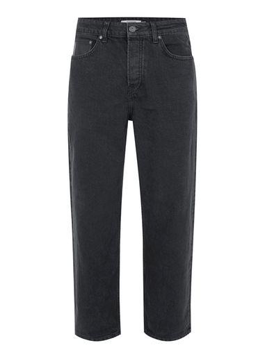 Topman Mens Black Patch Wide Leg Jeans
