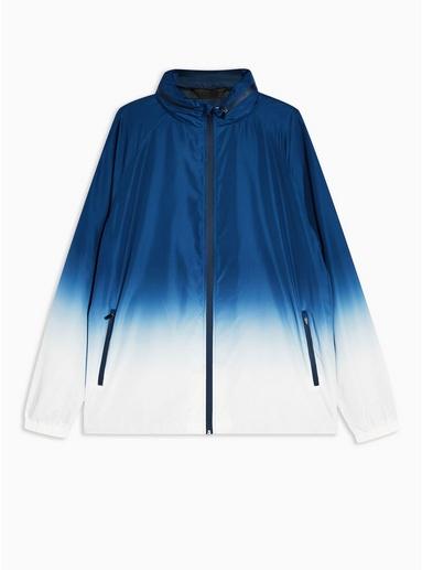 Topman Mens Blue Navy Ombre Print Windbreaker Jacket