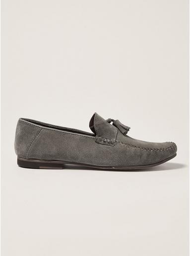 Topman Mens Grey Gray Suede Kensall 2 Tassel Loafers