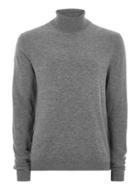 Topman Mens Grey Charcoal Cashmere Roll Neck Sweater