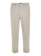 Topman Mens Beige Stone Linen Mix Skinny Fit Cropped Suit Trousers