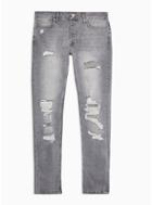 Topman Mens Grey Extreme Ripped Stretch Skinny Jeans