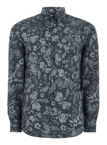 Topman Mens Selected Homme Black 'tig' Button Up Shirt