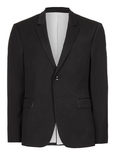 Topman Mens Blue Black Ultra Muscle Fit Suit Jacket