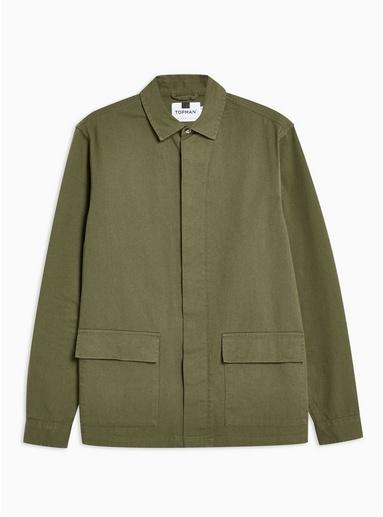 Topman Mens Khaki Two Pocket Overshirt
