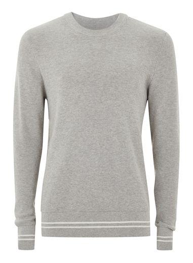 Topman Mens Grey Marl Korean Sweater