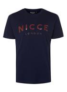 Topman Mens Blue Nicce Navy And Red Logo T-shirt