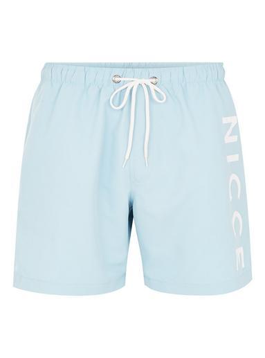 Topman Mens Blue Nicce Logo Swim Shorts