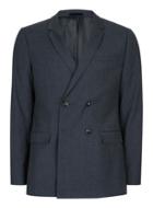 Topman Mens Blue Navy Marl Double Breasted Skinny Suit Jacket