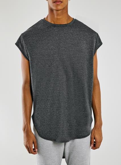 Topman Mens Grey Charcoal Cap Sleeve T-shirt