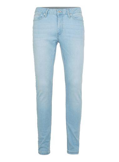 Topman Mens Blue Bleach Wash Spray On Skinny Jeans