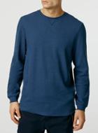Topman Mens Long Sleeve Blue Waffle T-shirt
