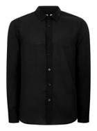 Topman Mens Black Beaded Collar Long Sleeve Shirt