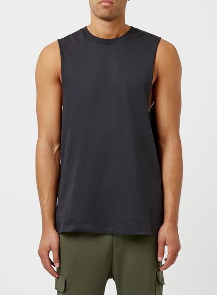 Topman Mens Grey Washed Black Surf Tank Vest