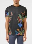 Topman Mens Black Lily Floral T-shirt