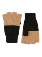 Topman Mens Black And Camel Colour Block Fingerless Gloves