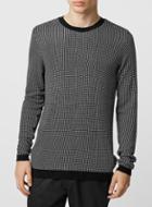 Topman Mens Black Mono Mini Pattern Crew Sweater